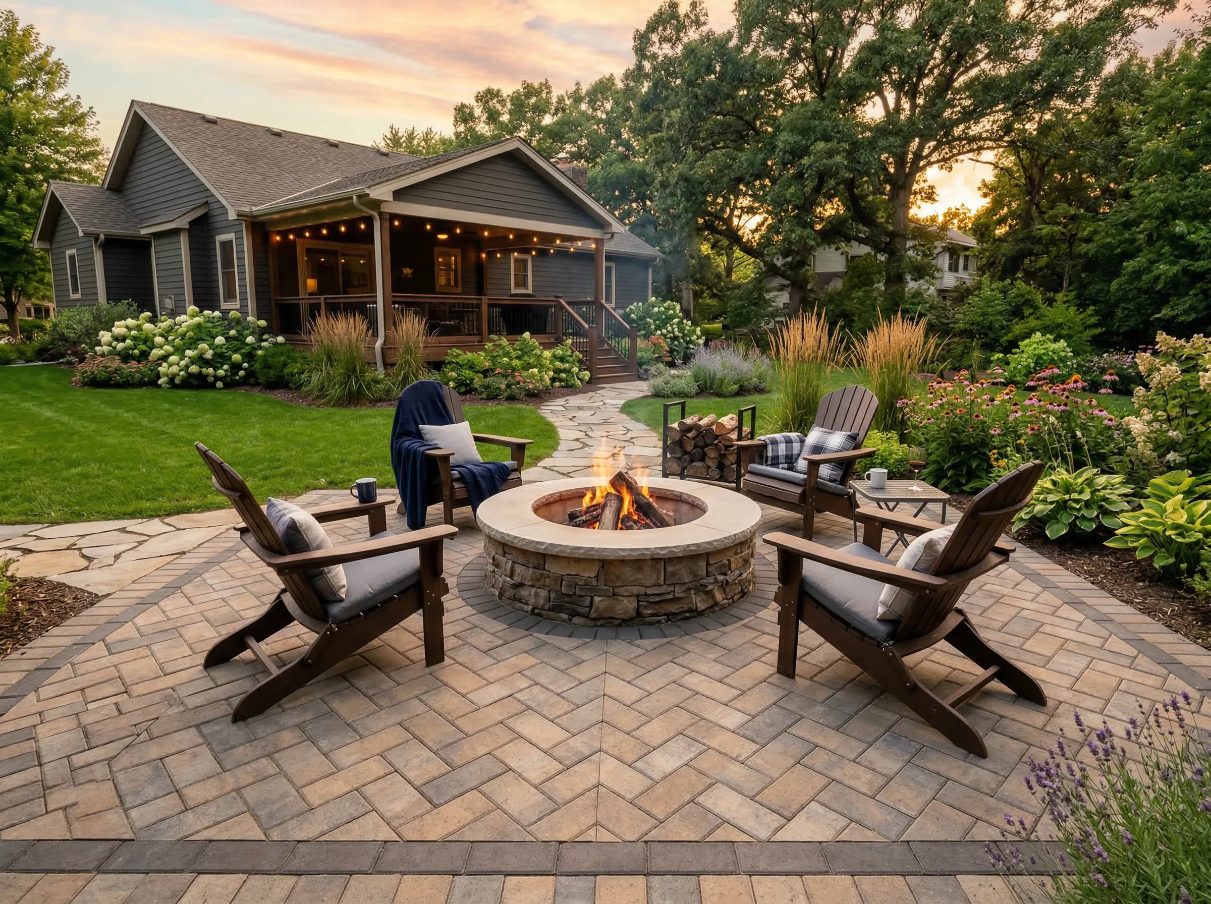Beaufort garden fireplace built by Clarkscapes