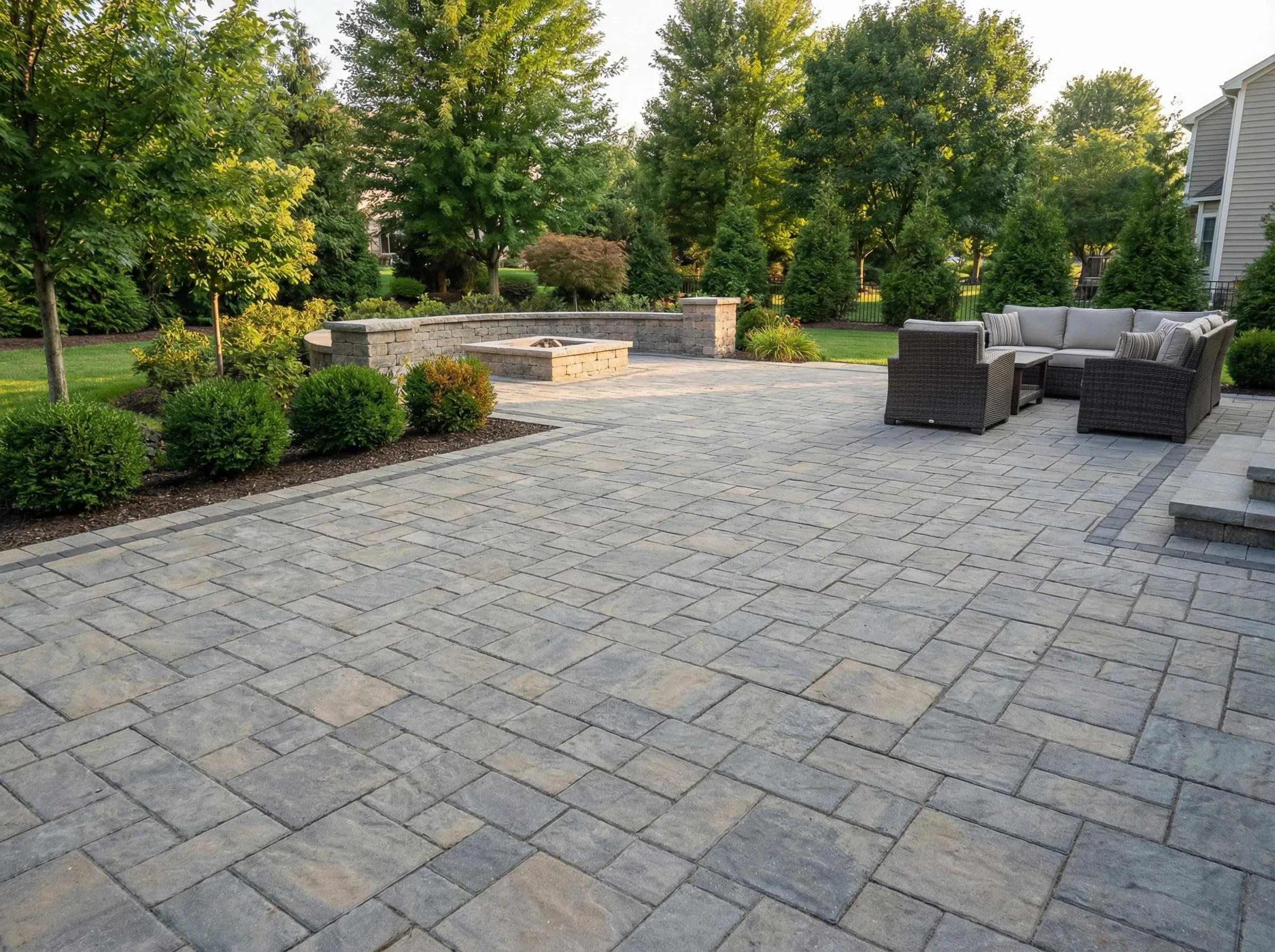 Beaufort home outdoor living space with paver patio