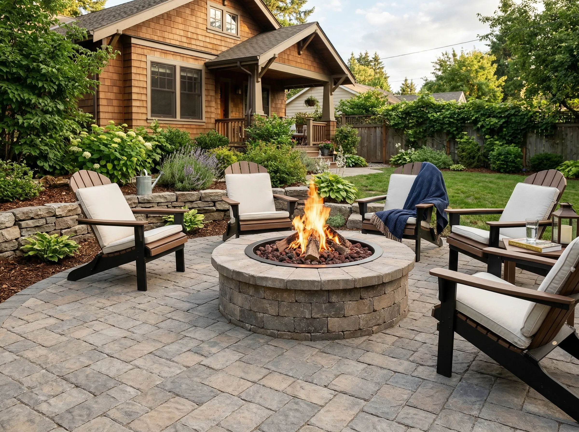 Lowcountry evening outdoor fireplace Beaufort County