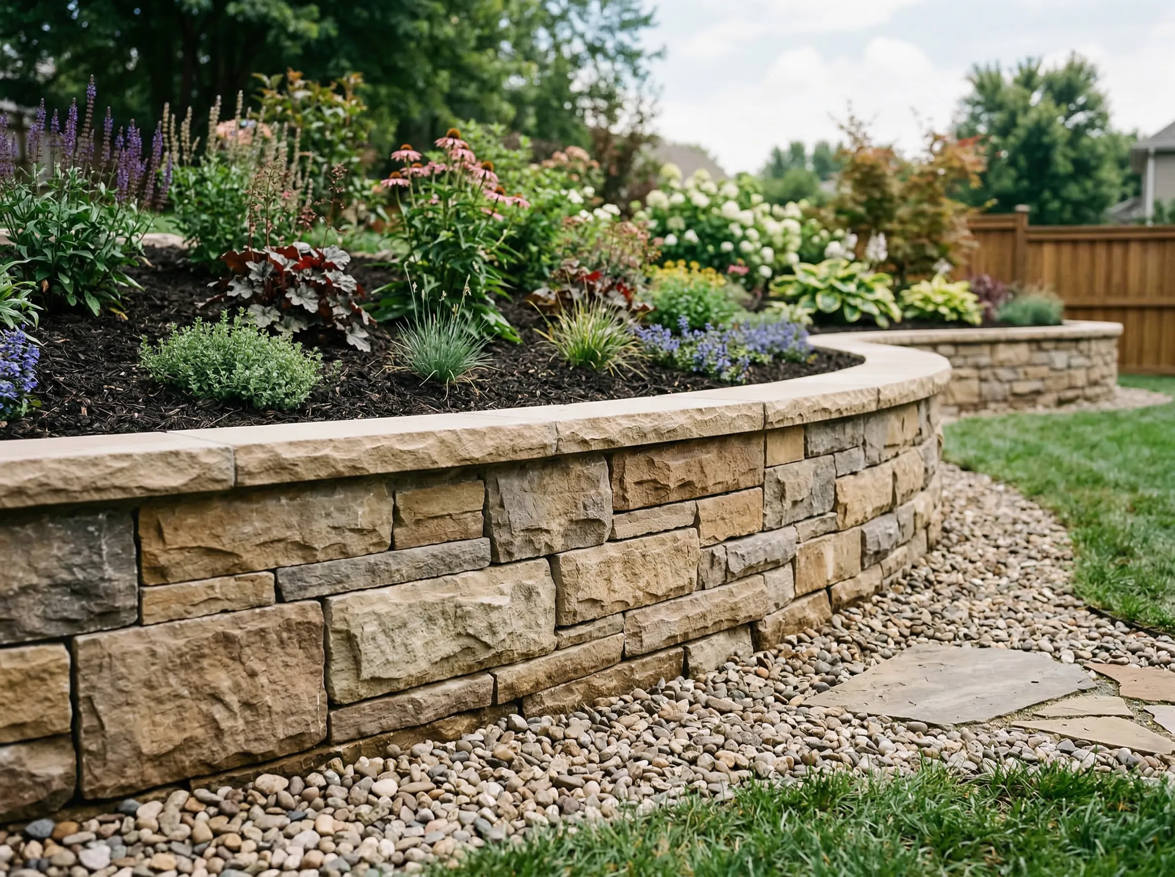 Lowcountry landscape retaining walls by Clarkscapes
