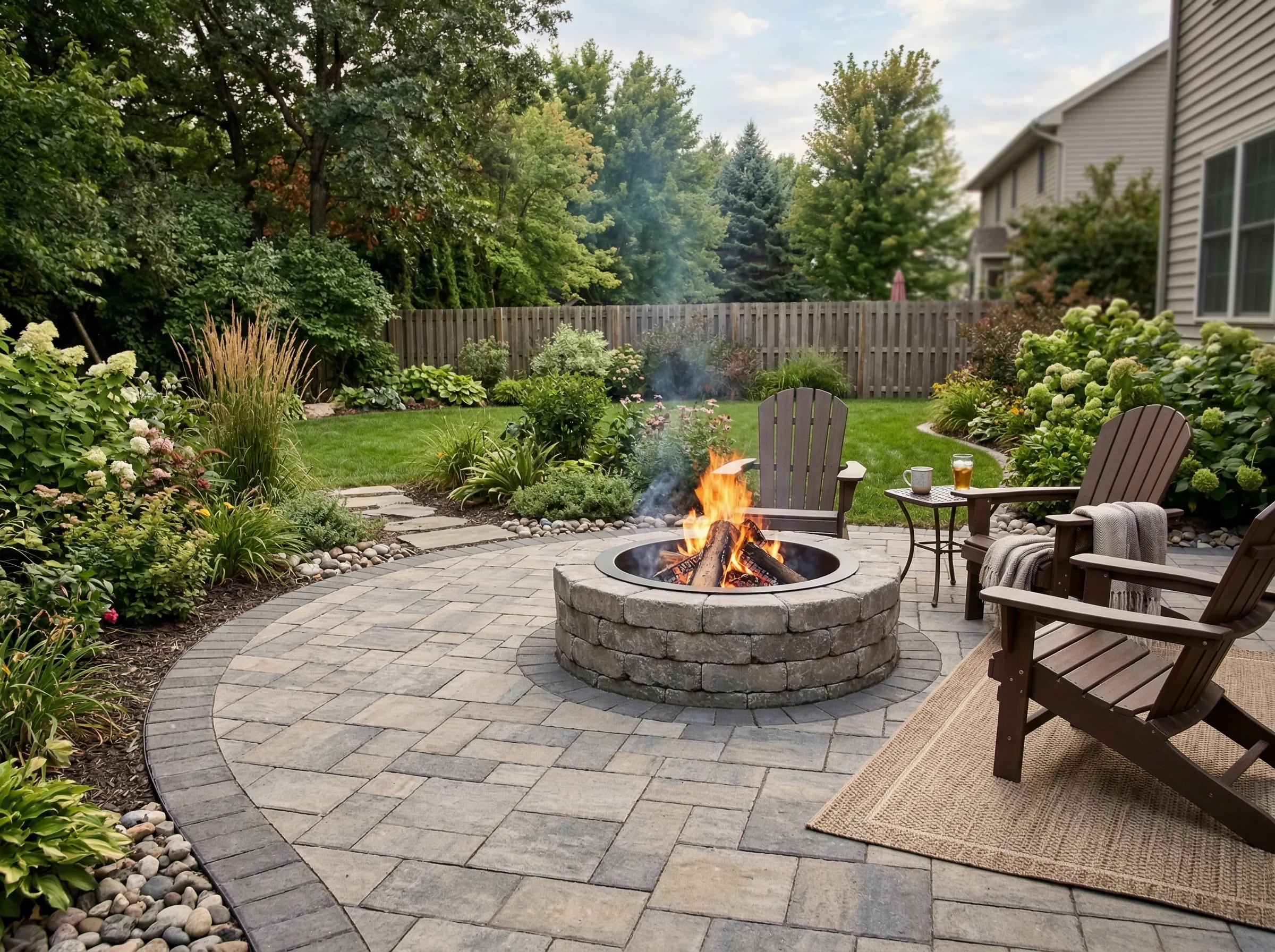 South Carolina backyard fireplace