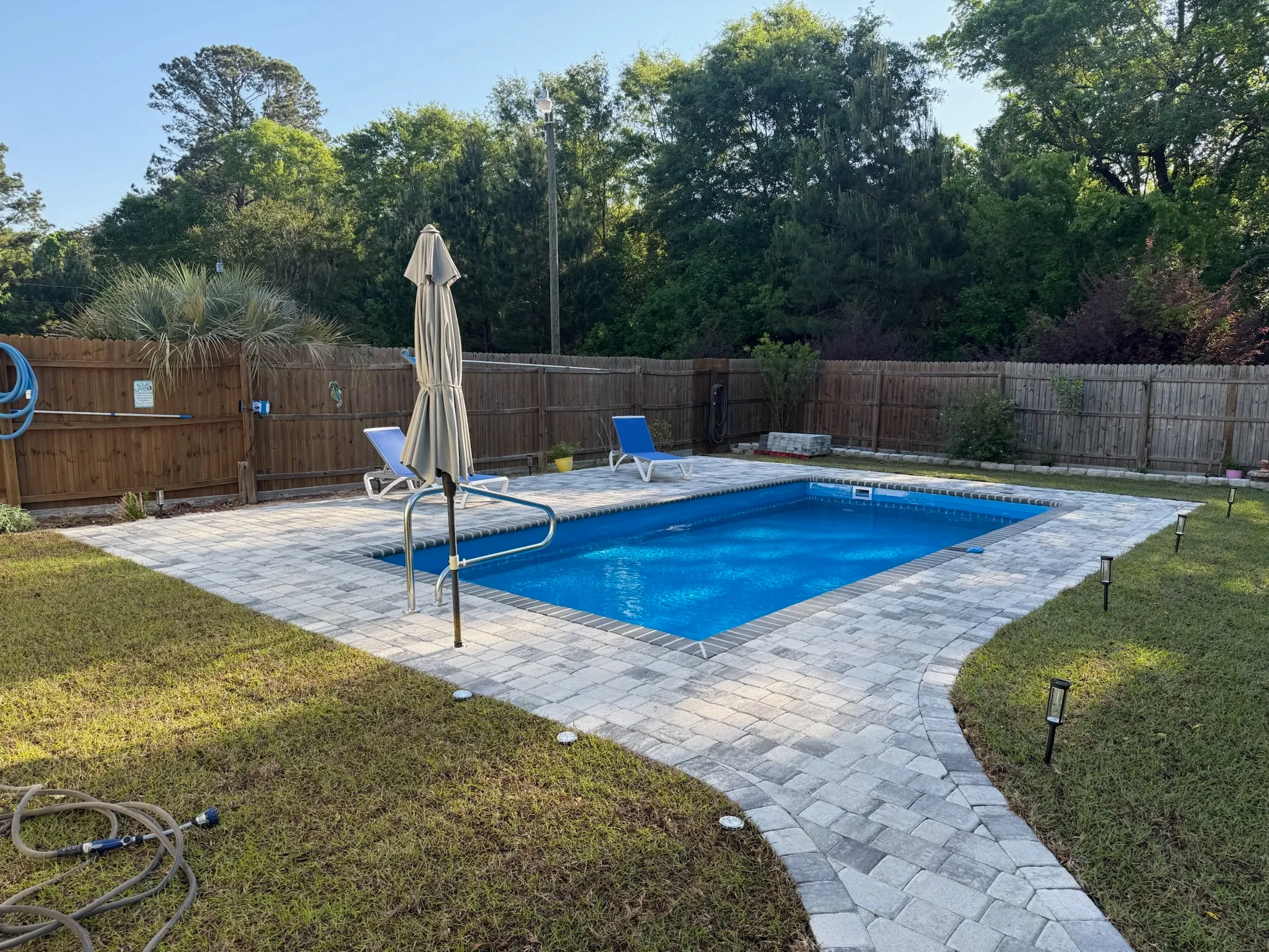 Fiberglass pool delivery in Beaufort County